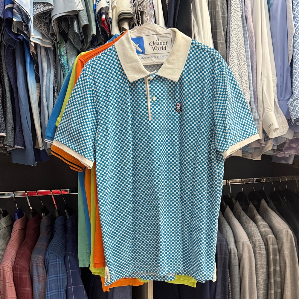 Psycho Bunny Checkered Men's Polo Shirt size 6